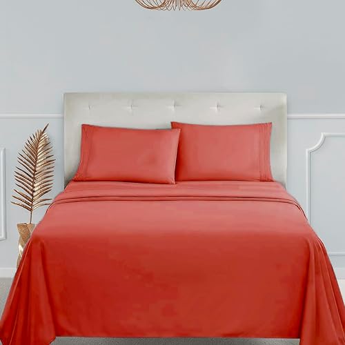 Clara Clark Bed Sheets, Premier 1800 Series 4 Piece Bed Sheet Set, Deep Pocket, Wrinkle, Fade, Stain Resistant, Luxury Soft Bedding Sheets &