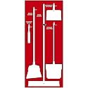 NMC SB106FG 5S Janitorial Shadow Board, Red/White, 68"X30", ProSeriesAcrylic (Tools Sold Separately)