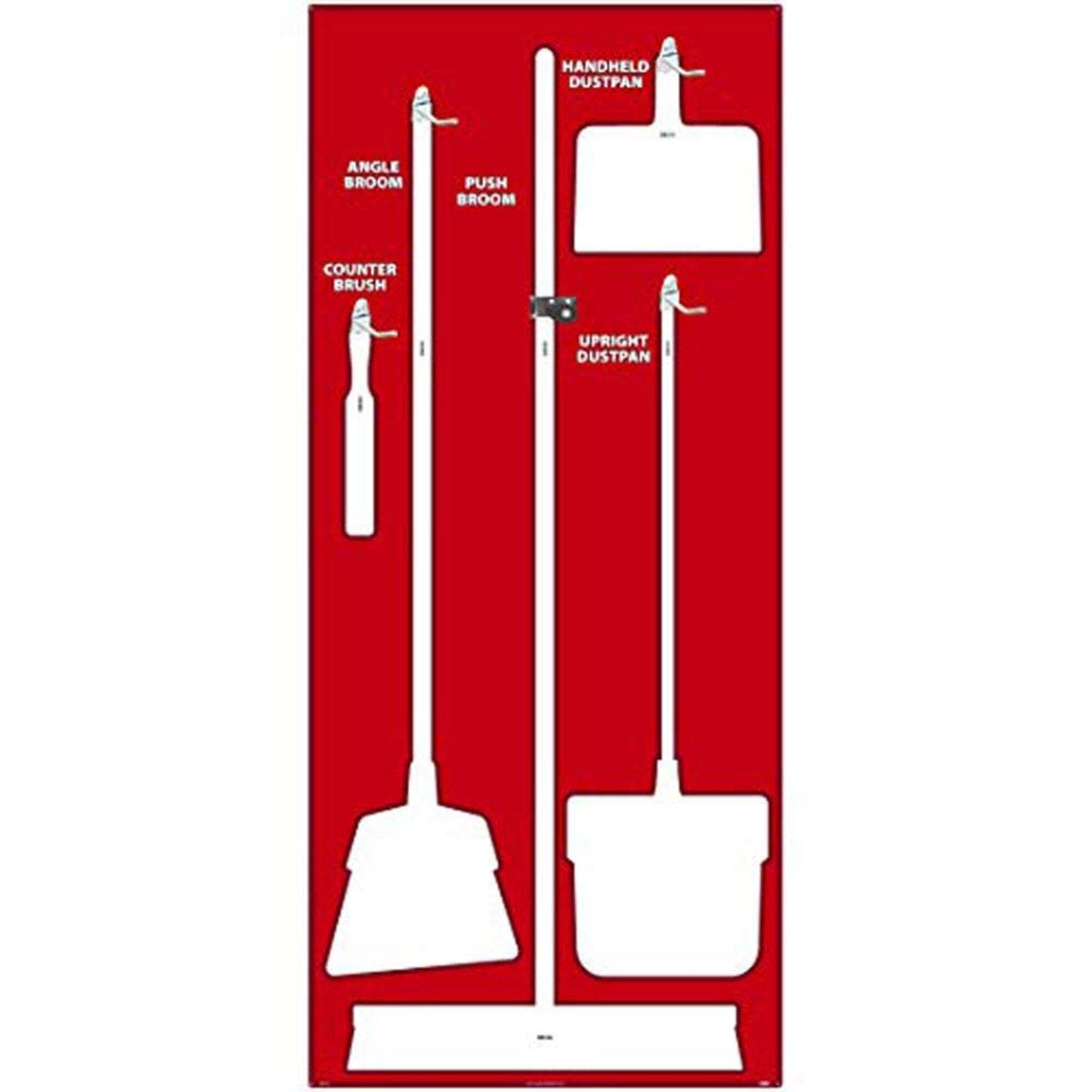 NMC SB106FG 5S Janitorial Shadow Board, Red/White, 68"X30", ProSeriesAcrylic (Tools Sold Separately)