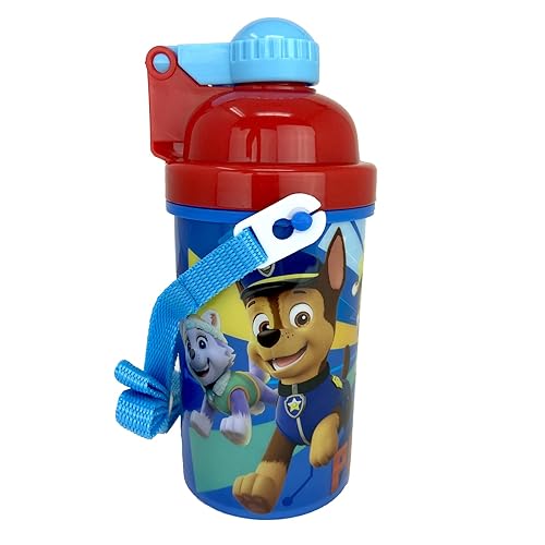 Paw Patrol Friends Carrying Strap One Touch Water Bottles with Reusable Built in Straw - Safe Approved BPA free, Easy to Clean, Perfect Gifts…