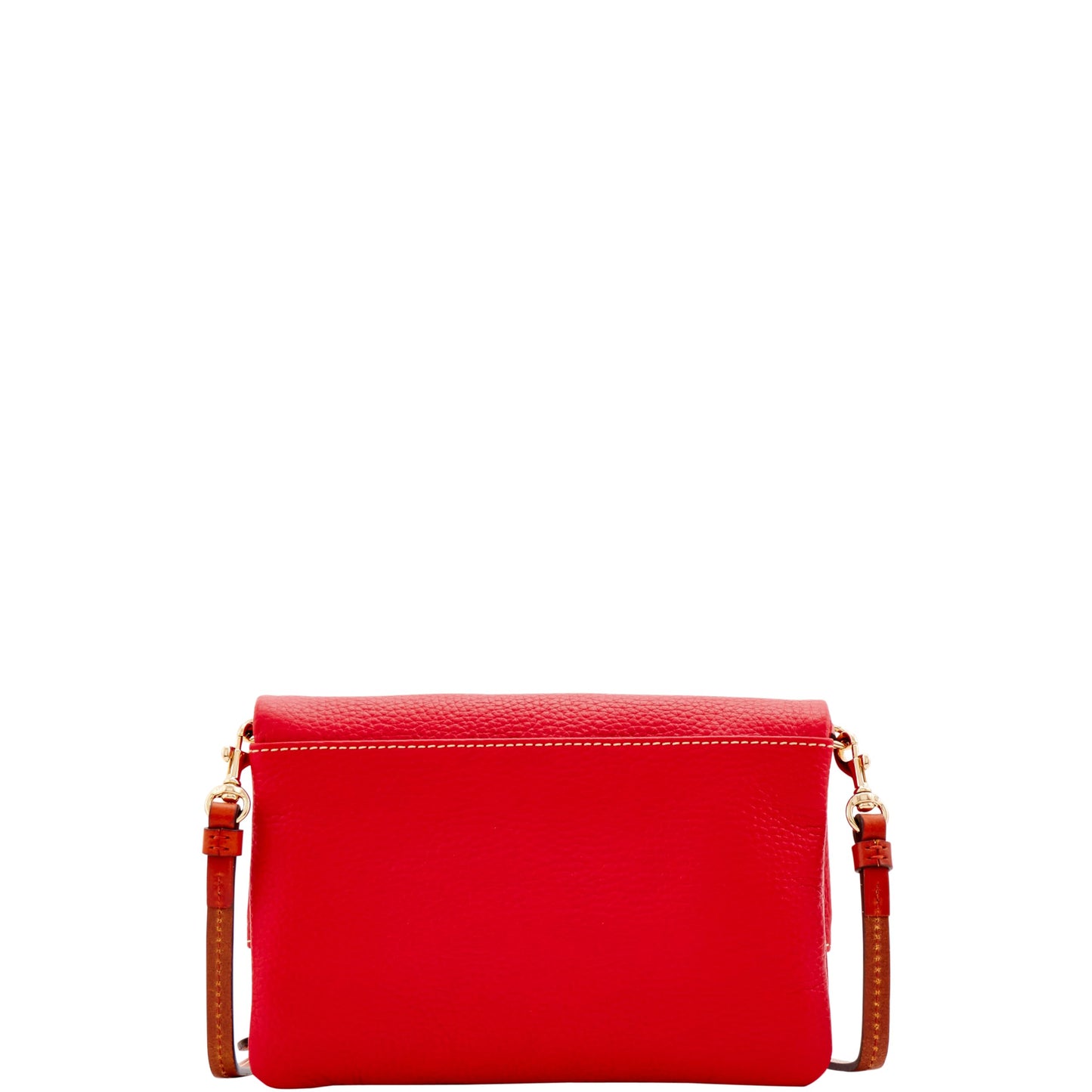 Dooney & Bourke Women's Foldover Zip Crossbody in Pebble Grain Leather, Small Sized Handbag with Adjustable Shoulder Strap, Red