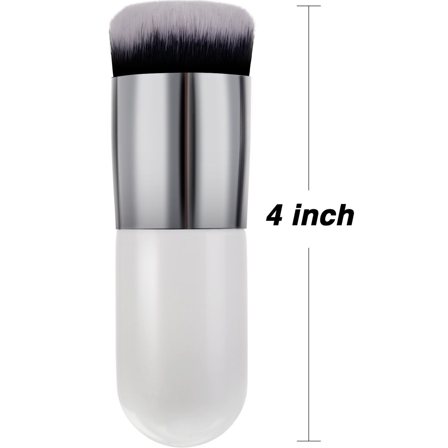 2 Pieces Foundation Brush Chubby Makeup Brush Kabuki Makeup Brush Travel Powder Brush for Blending Liquid, Cream or Powder Cosmetics (white and rose