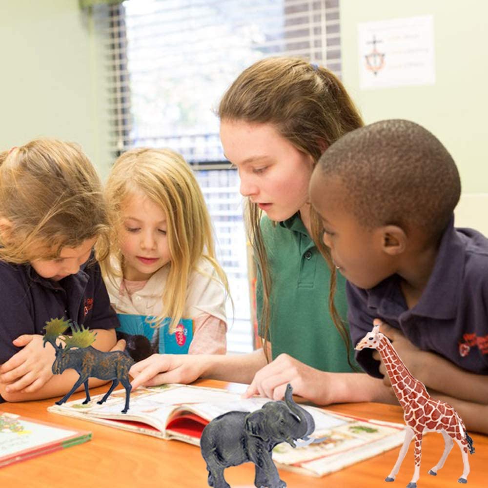 BOLZRA Safari Animal Figures β 14 Pc Jumbo Plastic Jungle & Zoo Figurines Playset, Realistic African Wildlife Toys for Kids & Toddlers