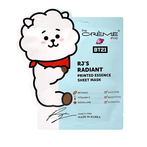 RJ’S RADIANT Printed Essence Sheet Mask - Infused with Retinol, Vitamin C, Squalane