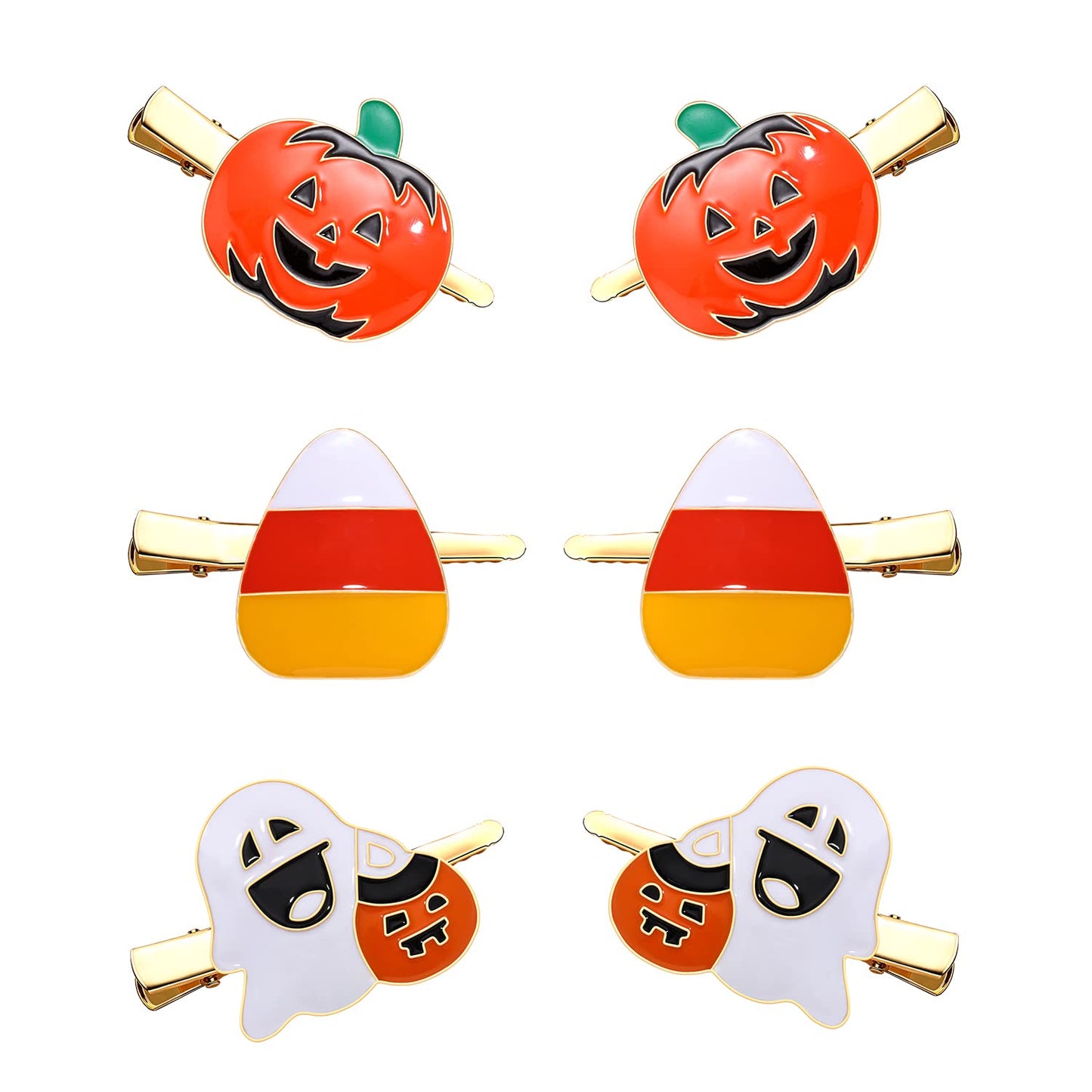 Boderier 6 Pack Halloween Hair Clips for Women Girls Halloween Headdress Candy Corn Pumpkin Ghost Hair Clips Party Costume Hair Accessories