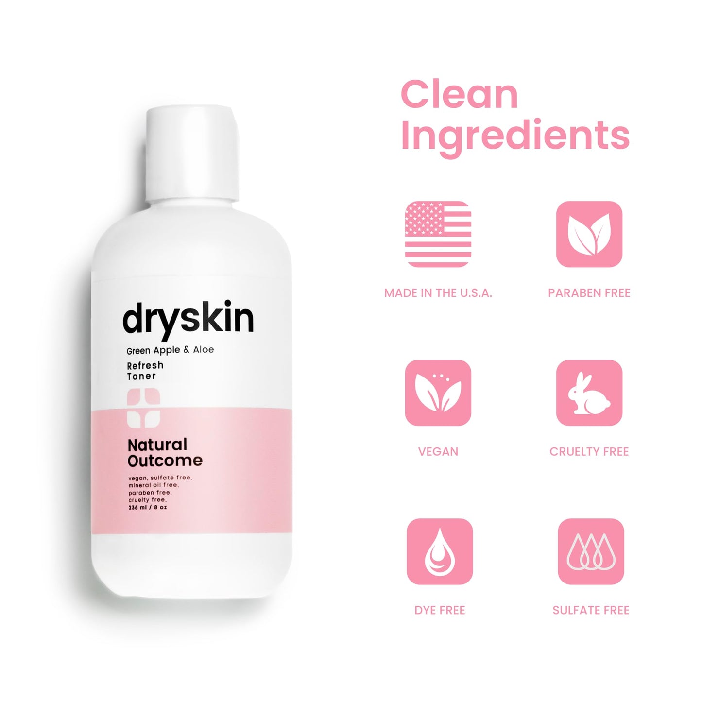 Hydrating Face Toner for Dry Skin Witch Hazel, Green Apple & Aloe Vera Facial Astringent by Natural Outcome Skincare, Gentle Soothing Cleansing Water