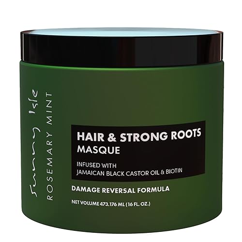 Sunny Isle Rosemary Mint Hair and Strong Roots Masque 16oz | Infused with Biotin and Jamaican Black Castor Oil | Double Growth Formula