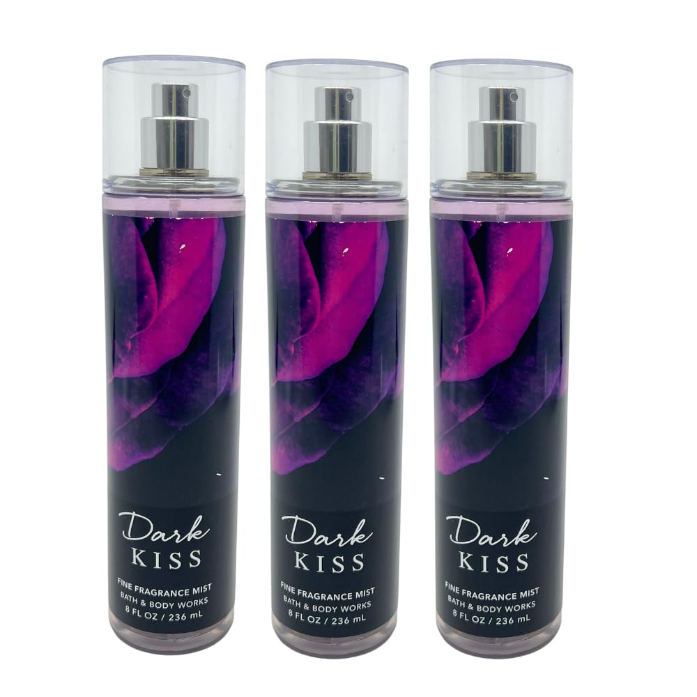 Bath & Body Works Dark Kiss Mist 8 Fluid Ounce - Pack of 3 Gift Set for Women