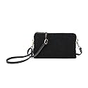 JEN & CO. Riley Corduroy Small Crossbody Bags Vegan Leather Wristlet Wallets Clutch Purses Shoulder Handbag for Women, Black