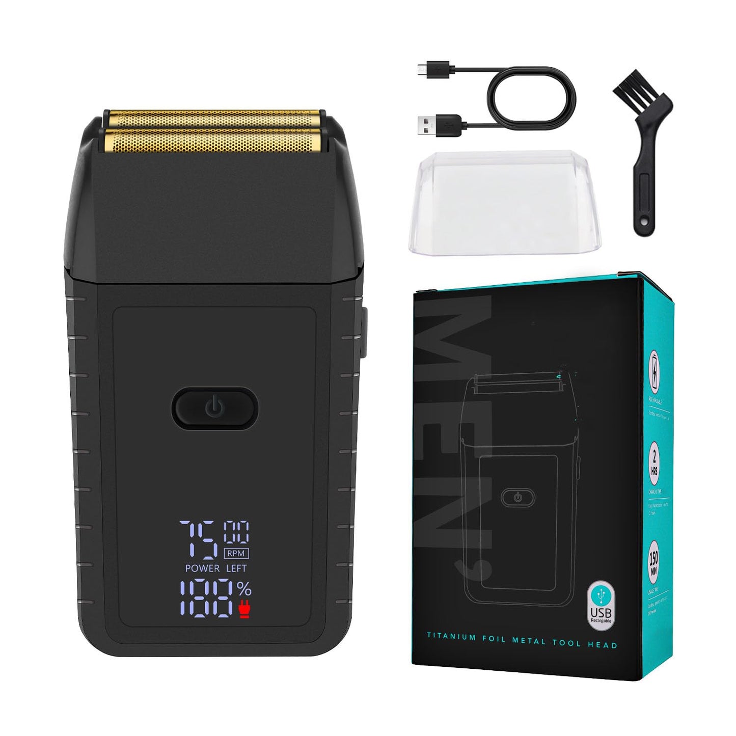 Electric Foil Shavers for Men: Portable Mini Razor for Face - IPX7 Waterproof Cordless with LED Display & Fast Charge Double Floating Blade,High Speed Beauty and Personal Care QDKVTNDJZ