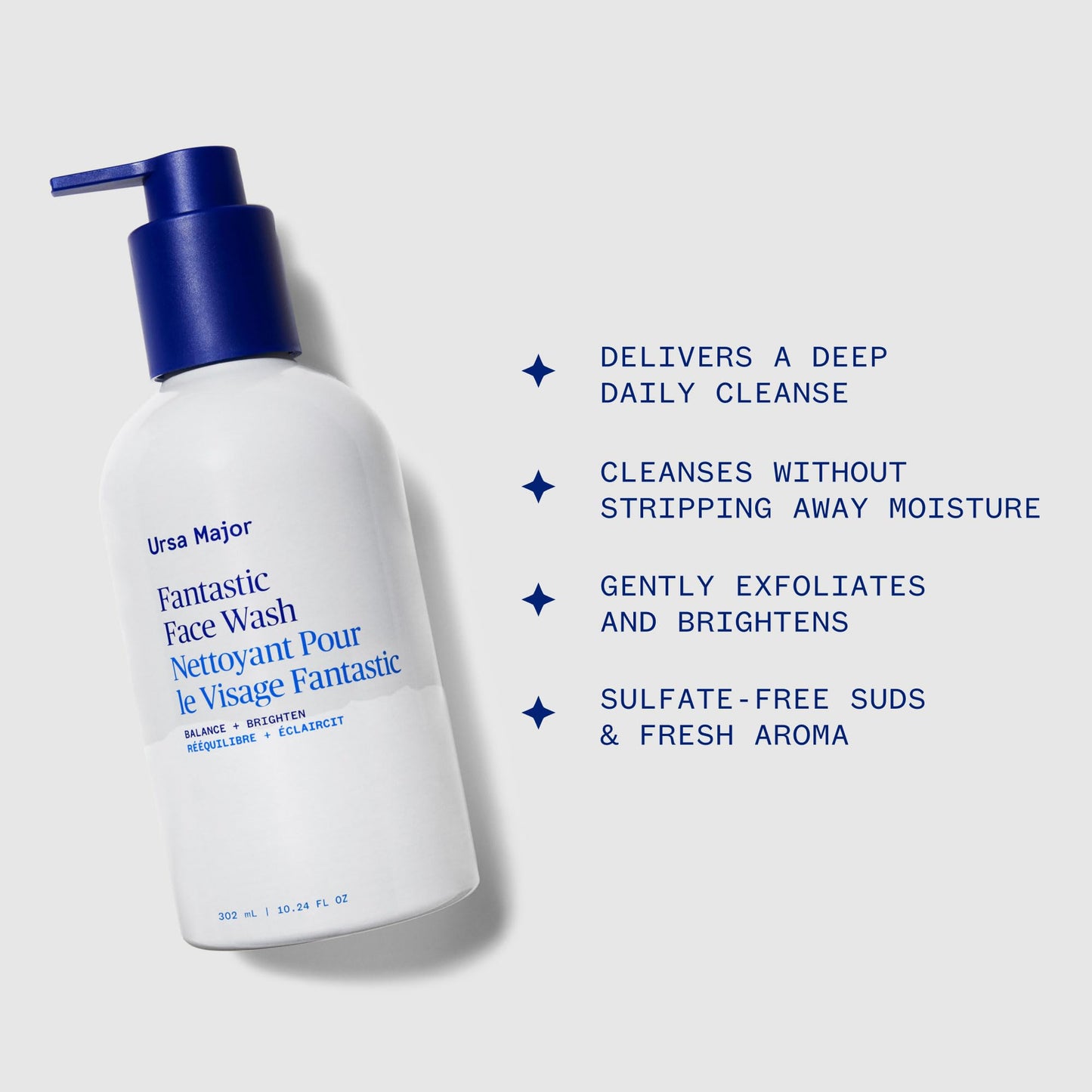 Ursa Major Fantastic Face Wash | Natural, Vegan & Cruelty Free | Daily Foaming Facial Cleanser for Men & Women | 10.24 oz