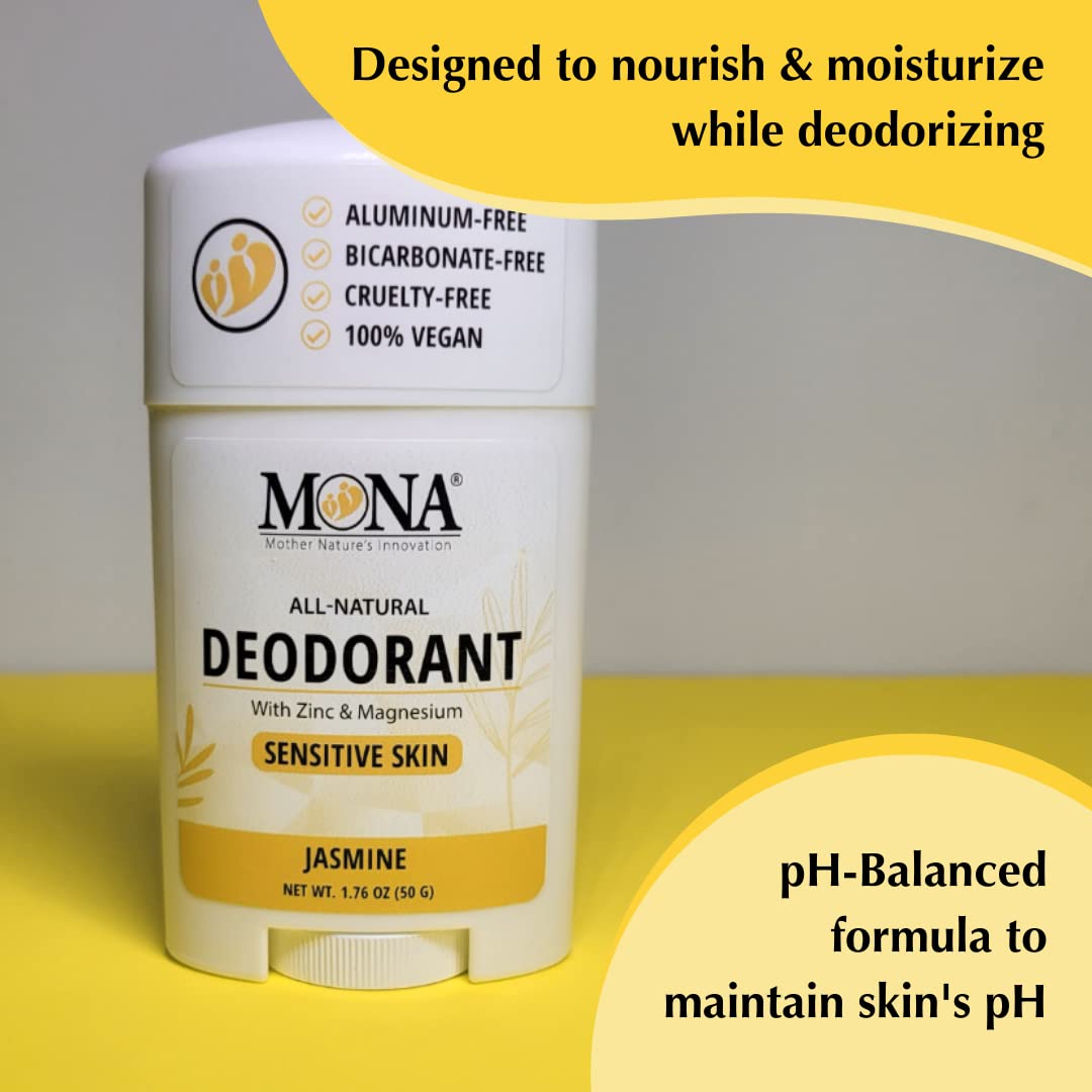 MONA BRANDS All Natural Deodorant For Women & Men - For Sensitive Skin - No Aluminum or Baking Soda - (JASMINE 1.76 Oz) Beauty and Personal Care MONA