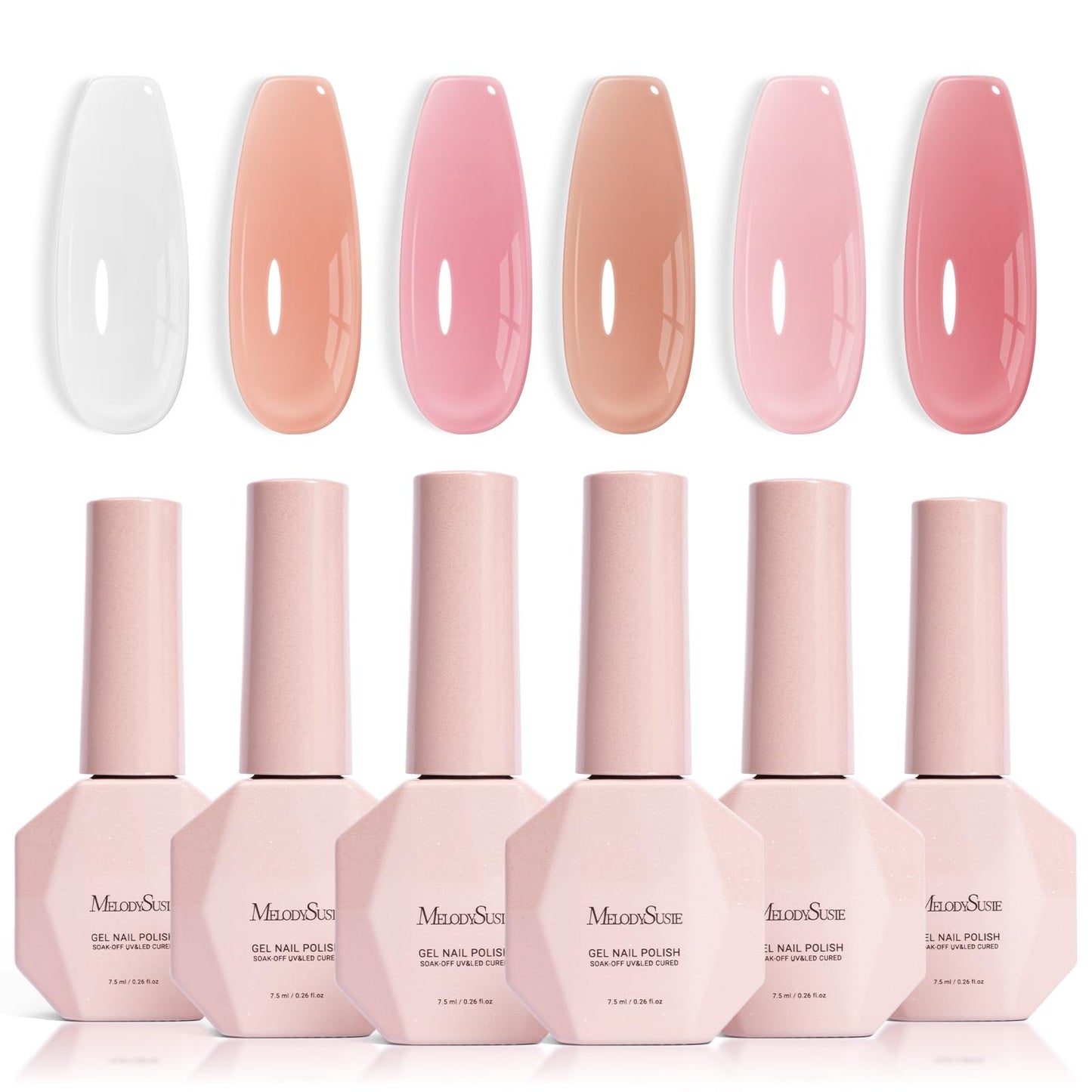 MelodySusie Jelly Gel Nail Polish Set,6 Transparent Colors,Milky or Jelly Texture,Classic Basic Colors Soak Off UV LED Light Cure or Salon Manicure Beauty and Personal Care MelodySusie