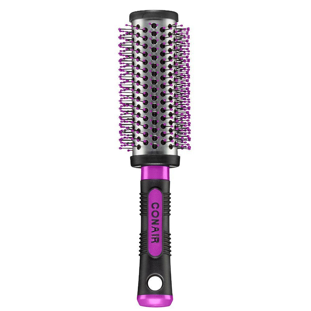 Conair Grip & Style Round Brush, Nylon Bristle Hair Brush for Blowout Styling, For Medium to Long Lengths, Ideal for Curly Hair