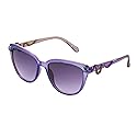 Betsey Johnson Women's Serpentine Cat Eye Sunglasses, Purple Crystal with Oil Slick Snakes, 56mm