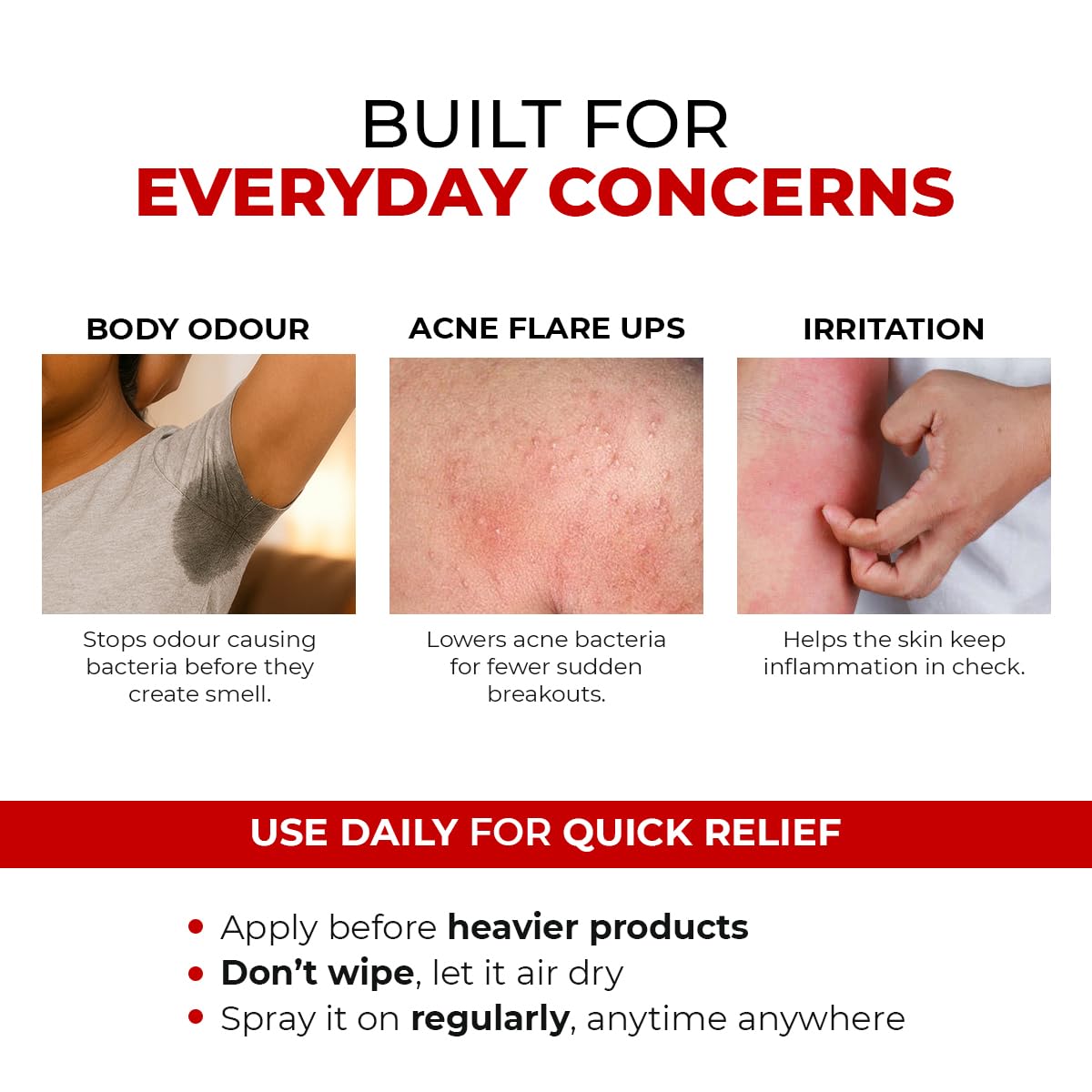 Conscious Chemist HOCL Skin Relief Face & Body Spray Soothing & Repairing Toner Hypochlorous Acid Mist for Quick Relief from Body Odour,Acne, Redness