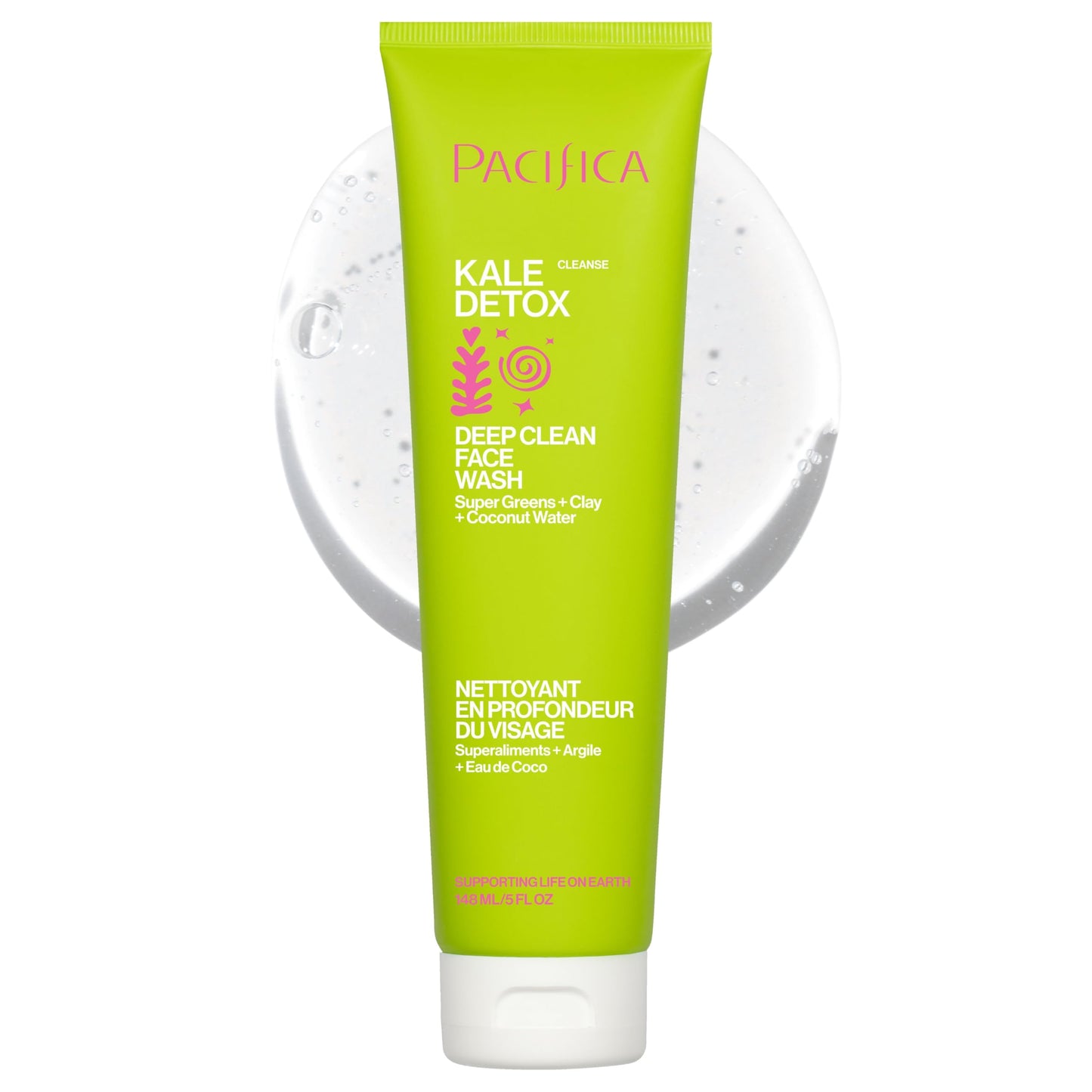 Pacifica Kale Detox Face Wash for Oily & Acne-Prone Skin, Deep Cleansing Facial Cleanser & Makeup Remover with Super Greens Kale, Seaweed & Clay, 5 fl