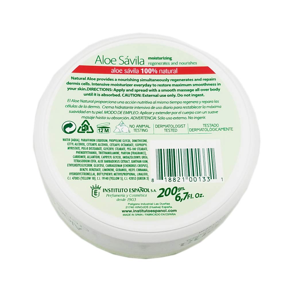 Avena Aloe Savila Body Cream.. Moisturizing, Regenerates, Nourishing. 6.7 oz... amtc by Instituto Espanol