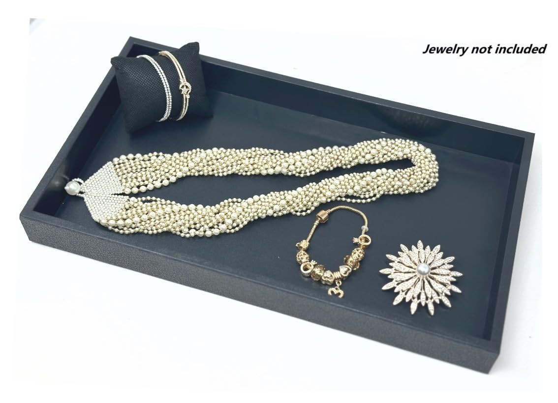RJ Displays- 3-pack Black plastic Stackable Standard size Jewelry Display trays. For Display of Jewelry Rings, Bracelets, Necklaces, Pendants…