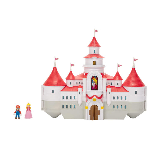 Super Mario Bros. Movie Mushroom Kingdom Castle Playset – Includes 1.25" Mario & Princess Peach Figures, Interactive Training Grounds, Ages 3+