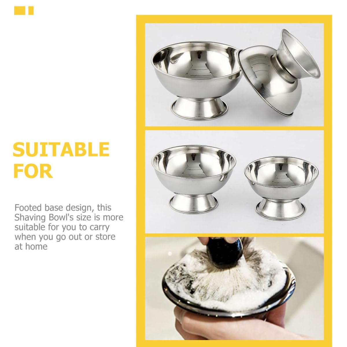 NULYLU Stainless Steel Shave Bowl for Men Large 11cm Reusable Shaving Cup with Footed Design Sturdy Metal Shaving Soap Mug and Men's Grooming Supplies Beauty and Personal Care NULYLU