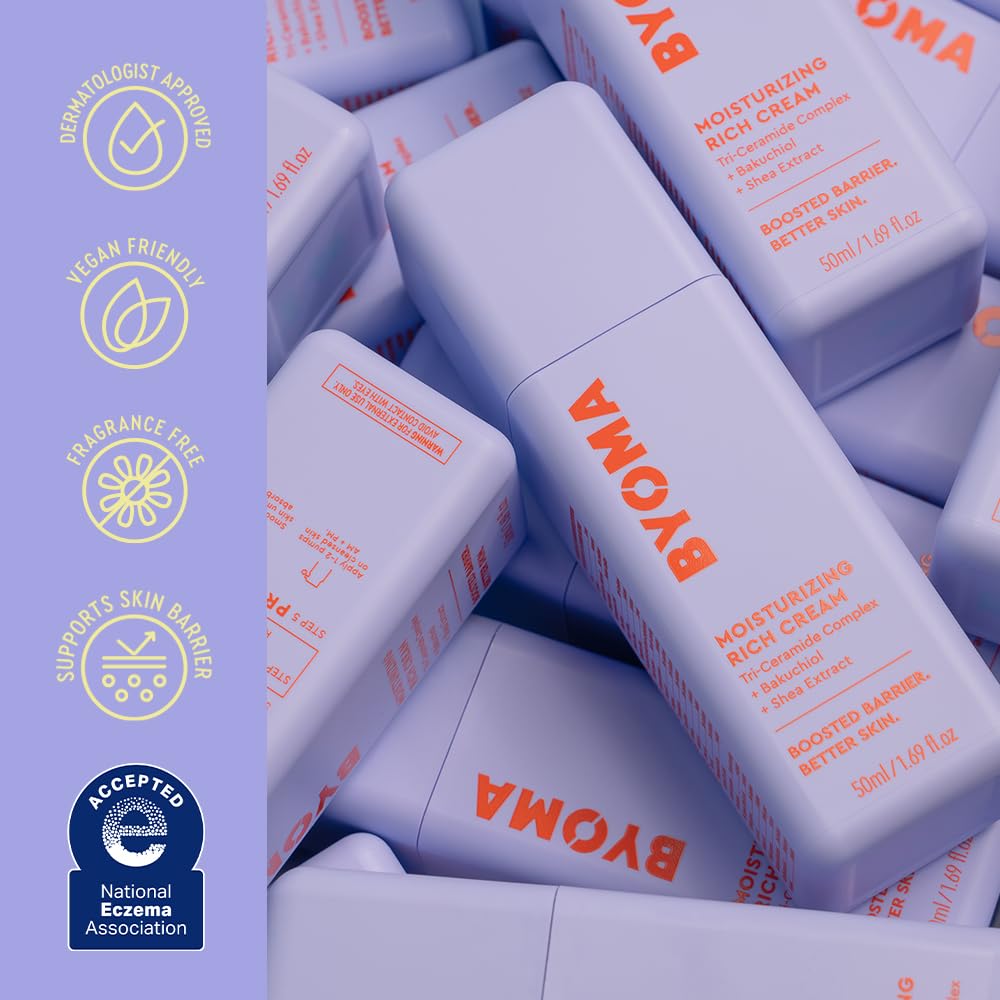 BYOMA Moisturizing Rich Cream - Barrier Repair Cream Face Lotion with Bakuchiol & Shea Extract - Ceramide Face Moisturizer for Dry Skin - Anti Beauty and Personal Care BYOMA
