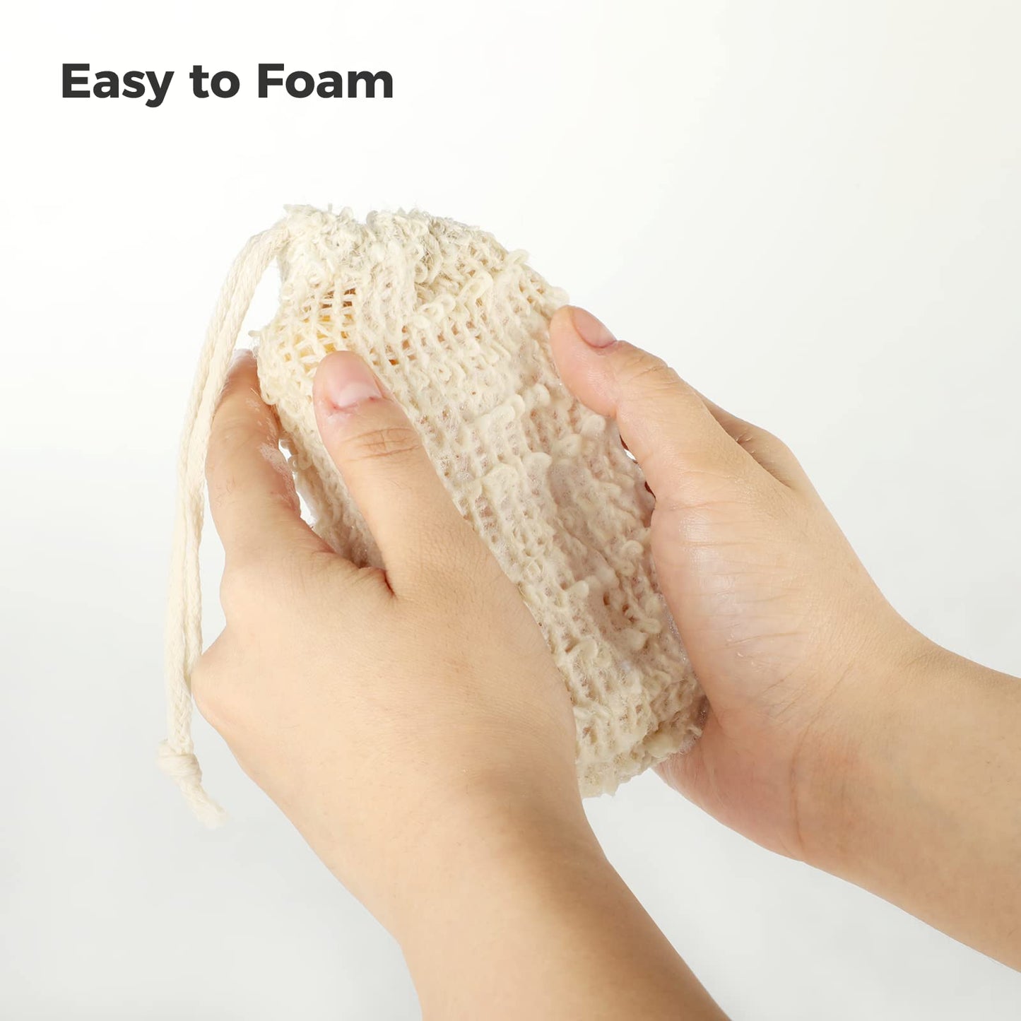 COSYOO 100 Pcs Sisal Soap Saver Bag with Drawstring, Plastic-Free Soap Saver Bags Reusable& Natural Bubble Exfoliating Pouch for Bath & Shower, Zero
