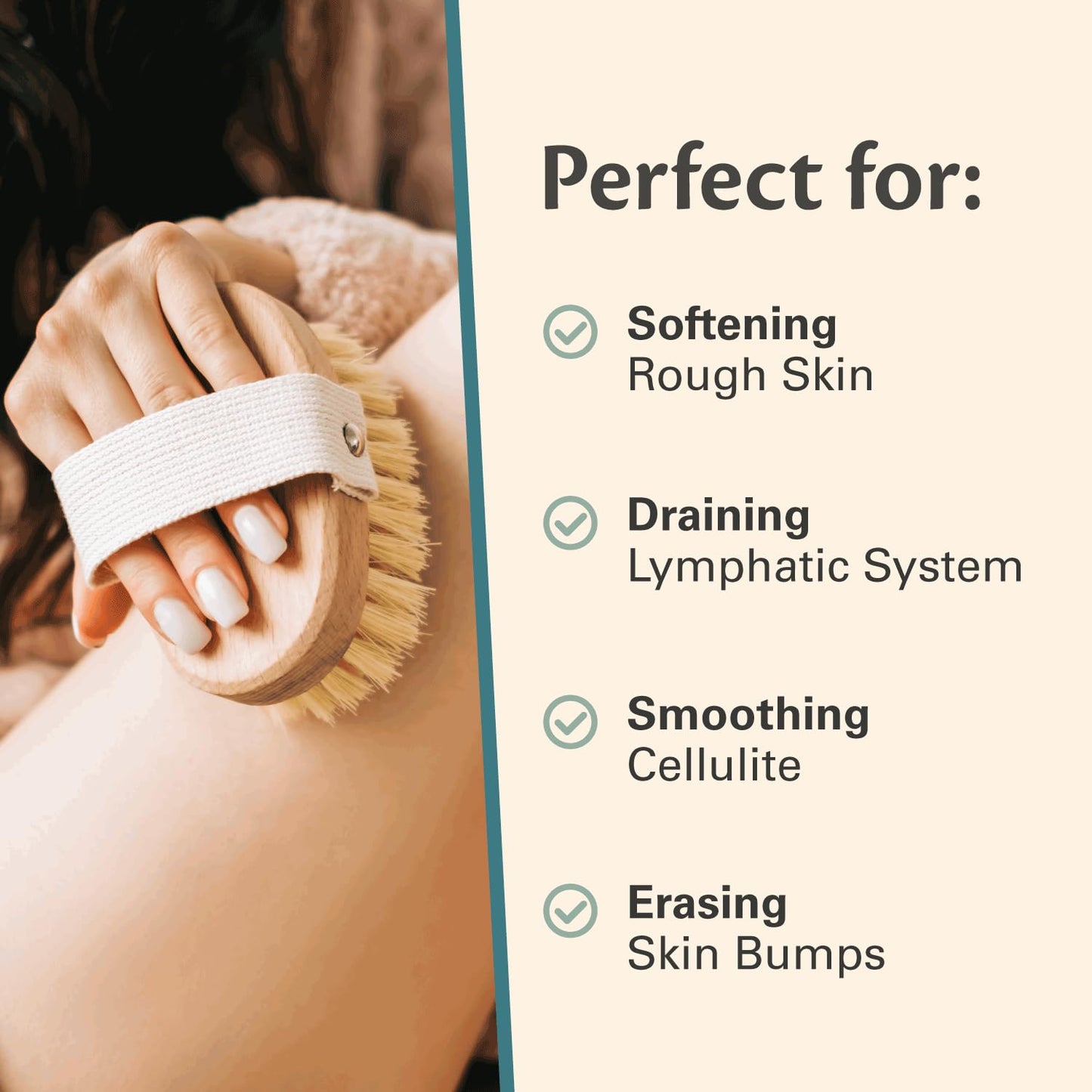 Firm Dry Brush & Shower Brush for Body - Handheld Back Scrubber Body Brush Exfoliator & Dead Skin Remover for Body Firm & Tighten Skin Improve