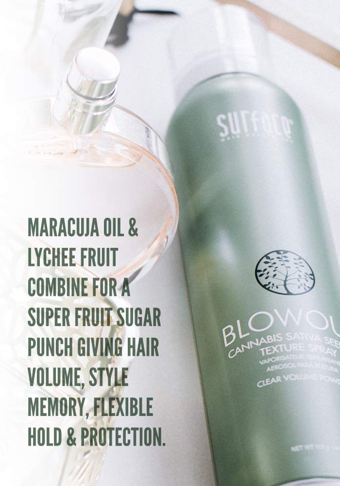 SURFACE Hair Blowout Hair Texture Spray for Women and Men, 4 oz - Heat Protecting, Volumizing Spray Lychee and Maracuja Oil - Premium Blowout Hair
