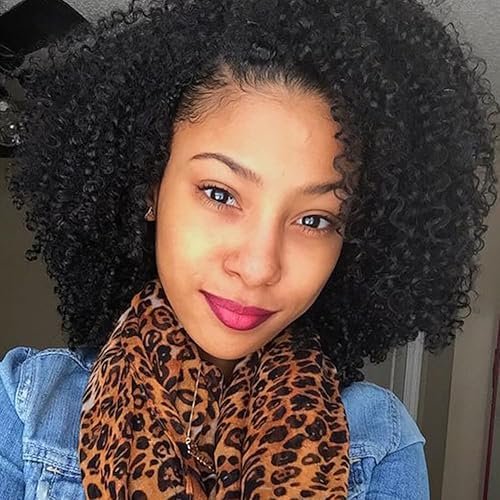 ZigZag Hair Afro Kinky Curly Clip In Human Hair Extensions Brazilian Virgin African American 4B 4C Natural Clip Ins For Black Women (14inch, 3B 3C)