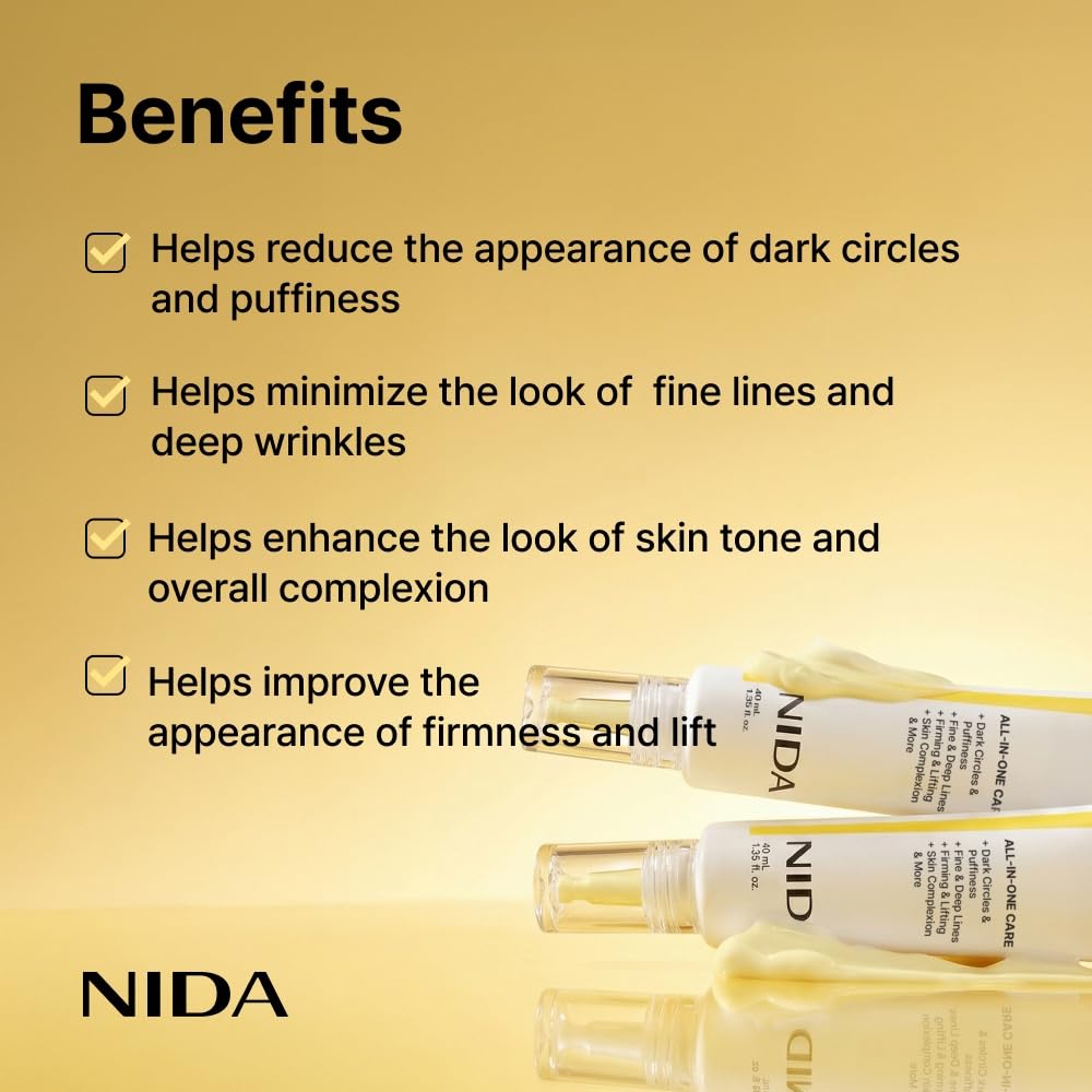 NIDA Revive Eye Cream For Face And Neck | Probiotics Lystate Solution, Retinal, Peptide Complex, Bakuchiol | Wrinkles, Fine Lines, Cell Turnover, Firm Beauty and Personal Care NIDA