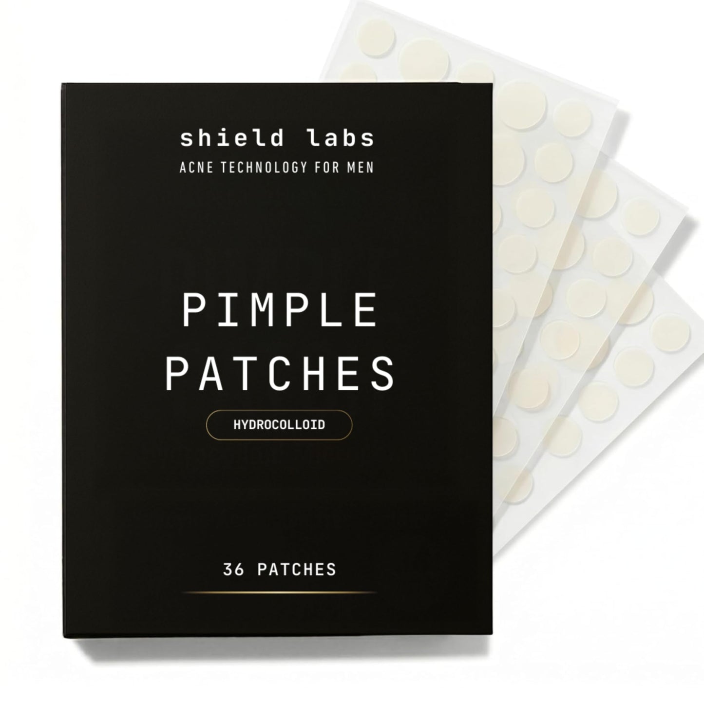 Shield Pimple Patches for Men and Boys, Invisible Hydrocolloid Spot Treatment for Acne Blemishes & Breakouts, 36 Count, Pack of 1