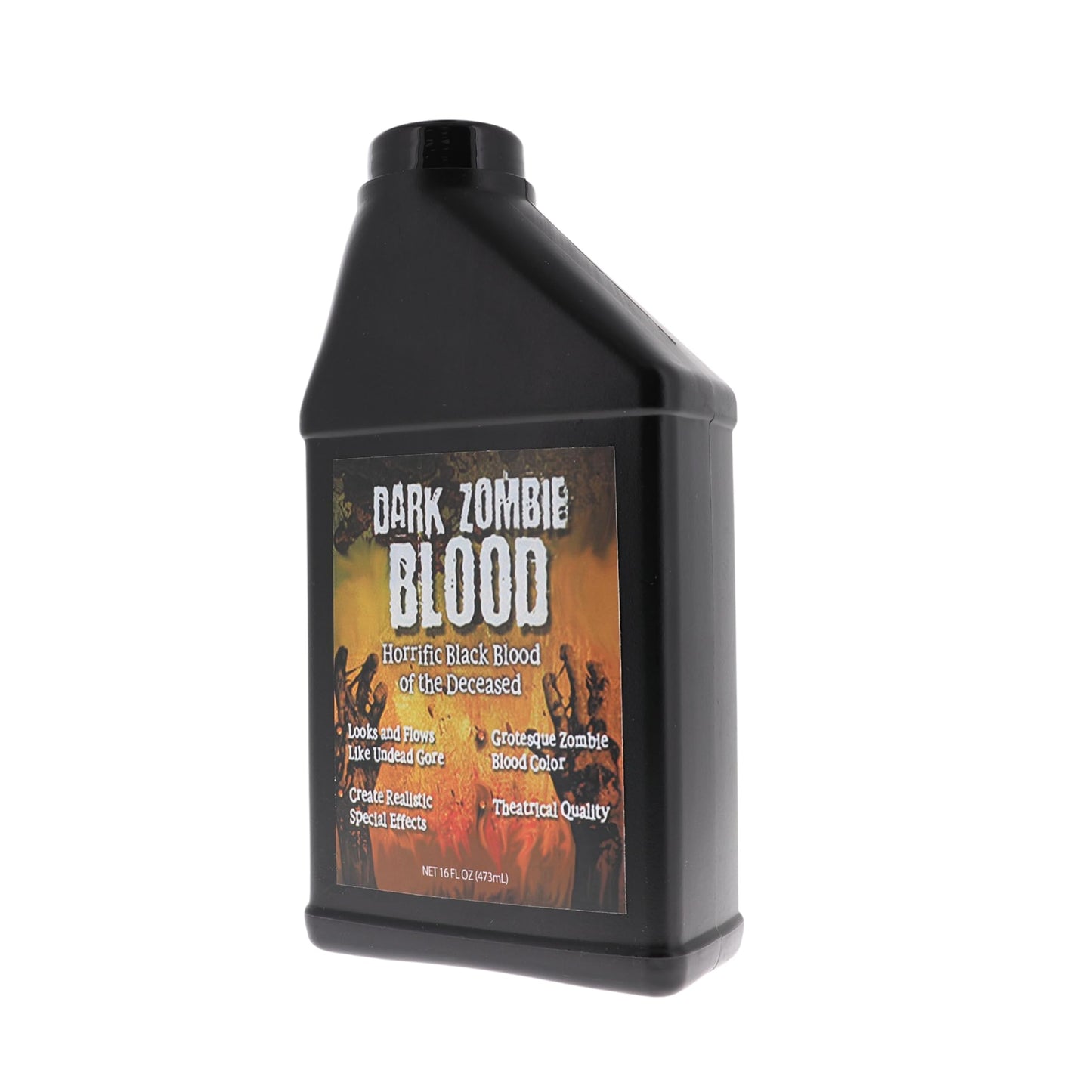 Dark Zombie Blood - 16 fl oz Bottle Ultra-Realistic Black Fake Blood for Halloween, Cosplay, Horror Makeup & SFX - Washable, Long-Lasting Formula