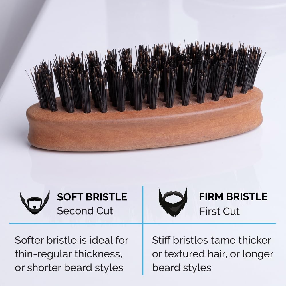 ZEUS Pocket Beard & Mustache Brush for Men, Travel Size Grooming Tool with Firm & Stiff Boar Hair Bristles for Beard Styling & Detangling (Made