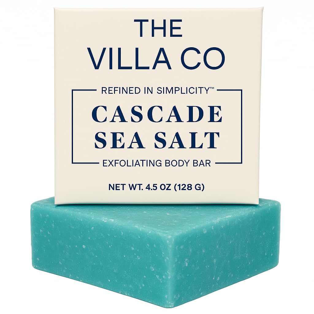 The Villa Co - Cascade Sea Salt | 4.5oz Exfoliating Body Bar for Men | Artisan Made in USA | Natural Ingredients | Sea Salt | Refined in Simplicity Beauty & Personal Care The Villa Co