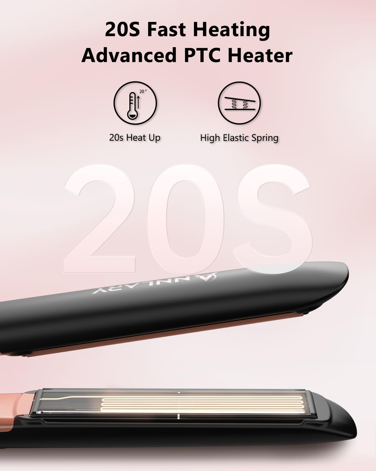Annlary Hair Straightener 1 Inch Flat Iron and Curler 2 in 1 Titanium Ceramic Ionic Dual Voltage Straightener with Heat-Resistant Silicone, for Less Beauty and Personal Care ANNLARY