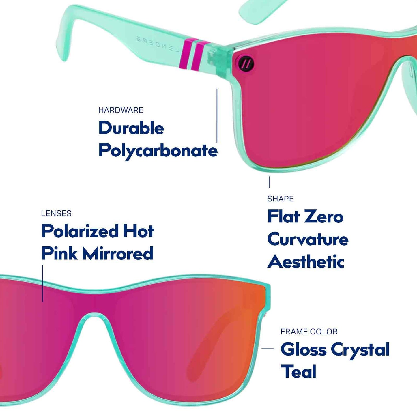 Blenders Eyewear Millenia X2 - Polarized Sunglasses - Flat, Mirrored Lens, Tough Frames - 100% UV Protection - For Men & Women - Dance Electric