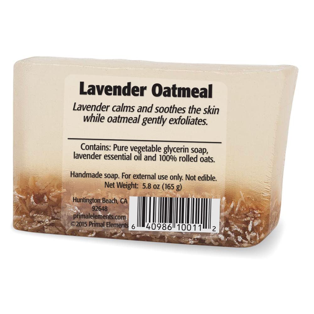 Primal Elements Glycerin Bar Soap | Helps All Skin Types, Sensitive, Oily & Dry Skin | NO PARABENS, VEGAN, GLUTEN FREE, 100% VEGETABLE BASE