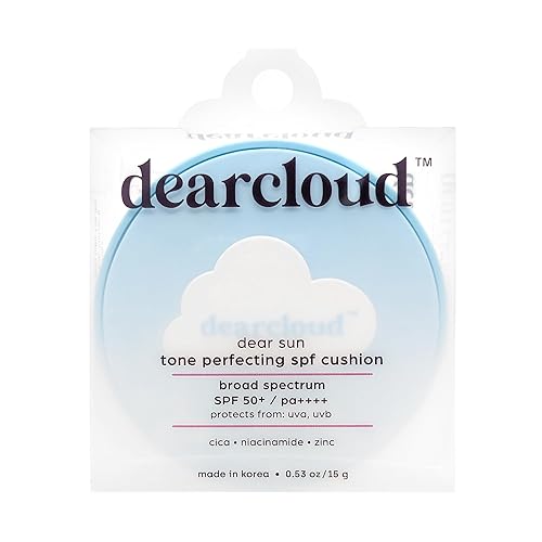 dearcloud Dear Sun Perfecting SPF Cushion - Color Adapting Sunscreen, Korean Sunscreen SPF 50+ (.53 oz)