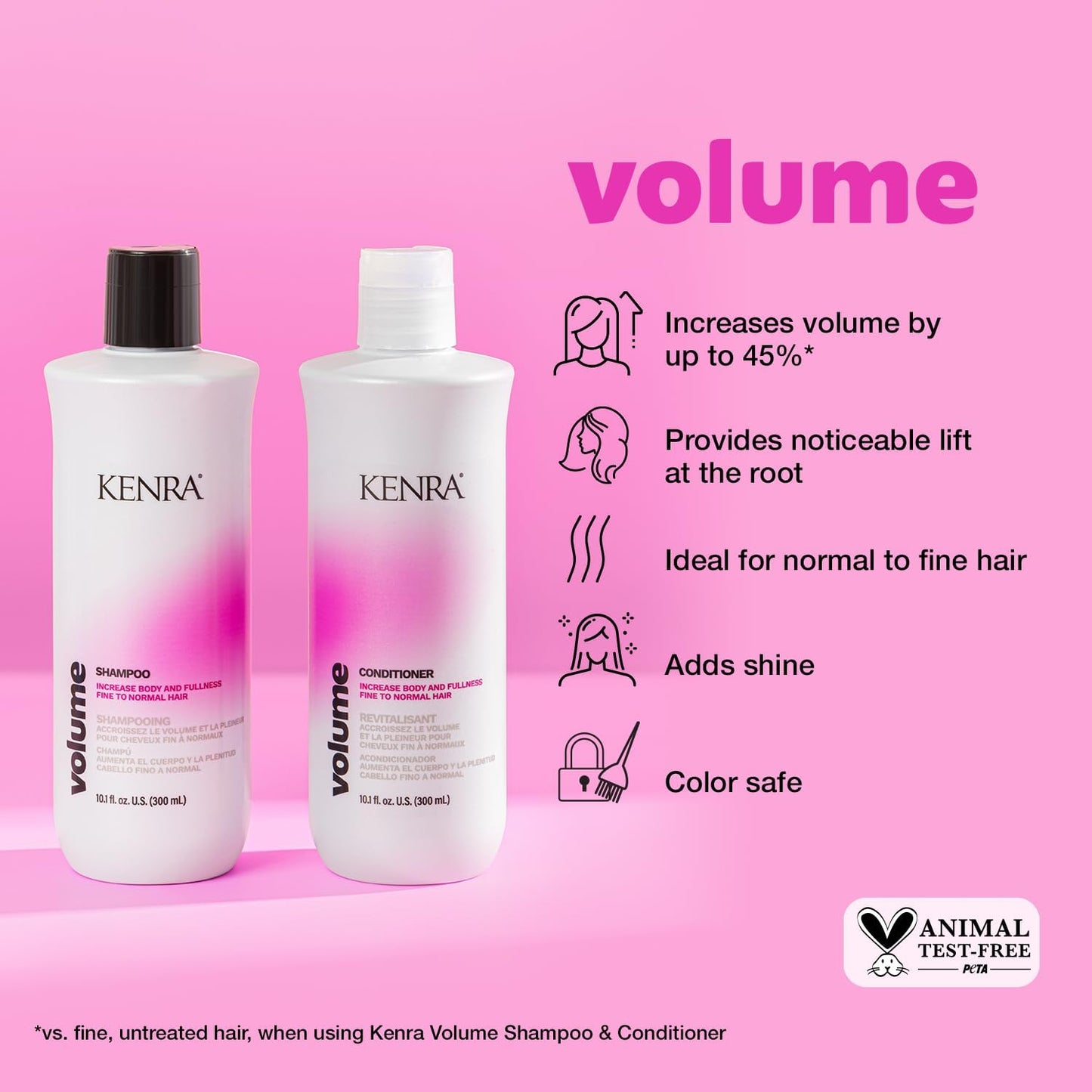 Kenra Professional Volume Shampoo & Conditioner Set | Creates Body, Bounce & Fullness | Increases Volume up to 45% | Adds Shine | Color Safe | Fine
