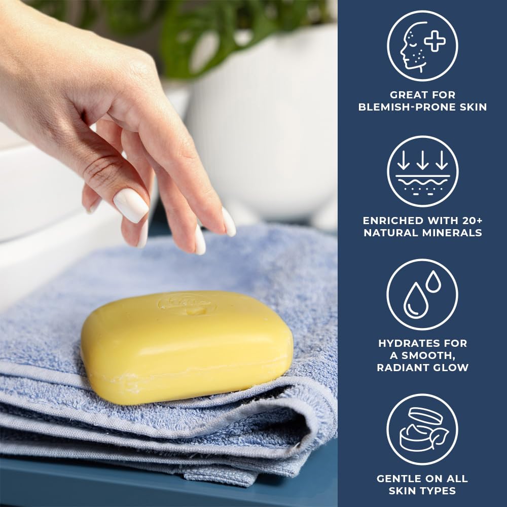 Natural Elephant Dead Sea Sulfur Soap 4.4 oz with Dead Sea Salt, Aloe Vera, Sulphur Face and Body Cleanser Bar for All Skin Types (2 Pack (2 4.4 Ounce