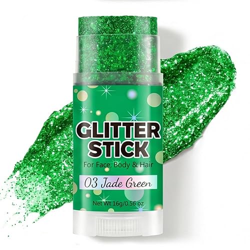 4th of July Patriotic Body Glitter Stick, Red White Blue Face Glitter Stick Makeup for Womens Body Hair Face Fourth Outfit Party Festival Football