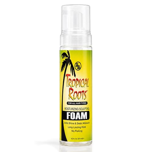 Bronner Bros Tropical Roots Moisturizing Sculpting Foam - Long-Lasting Hair Foam Wrap for Braids, Twists & Sets - Helps Soothe Dry, Itchy Scalp