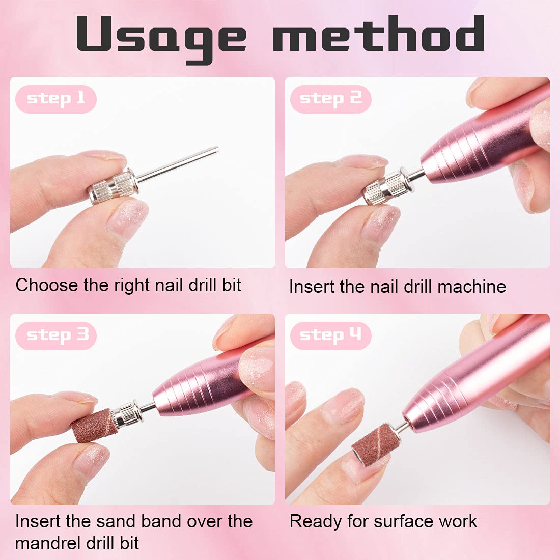 Rolybag 10 Pieces nail drill heads nail drill bits sanding band shaft 3/32 inch nail drill bits mandrels for electric file nail sanders manicure