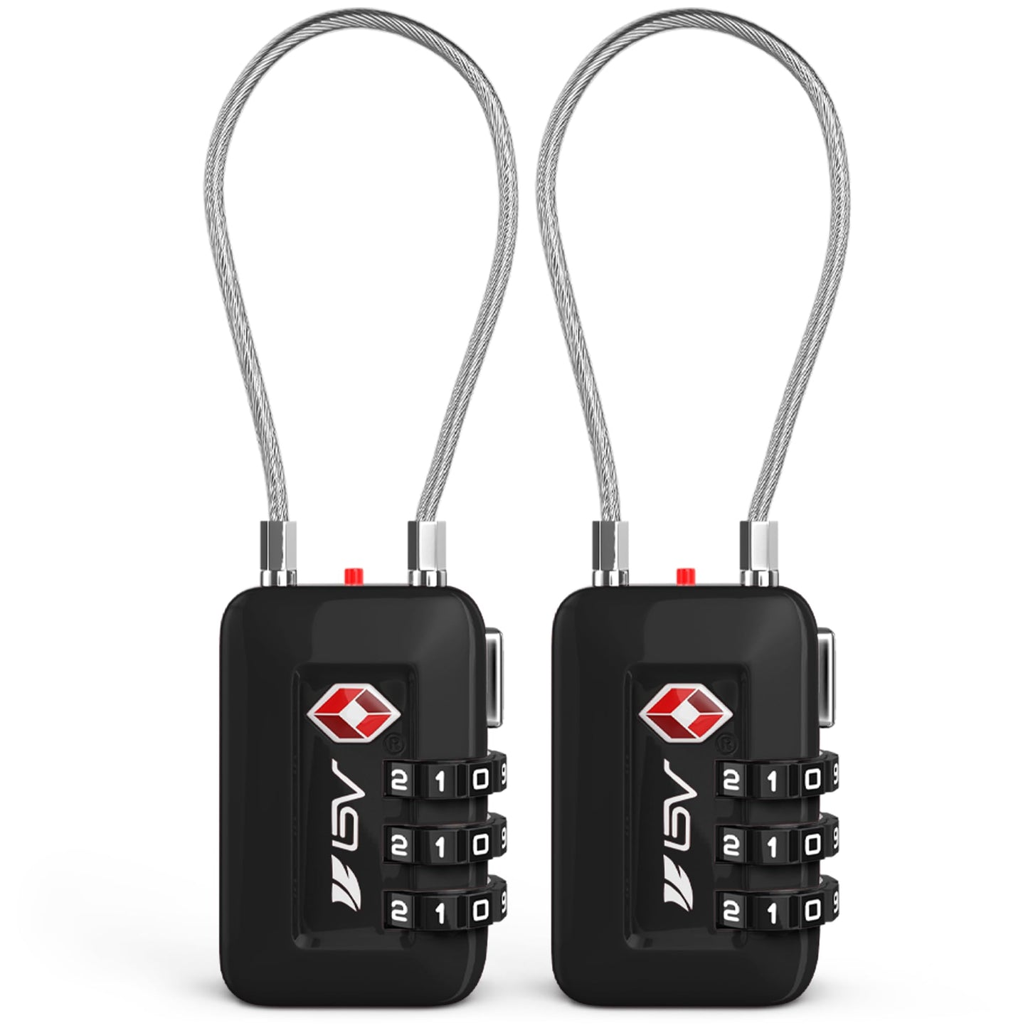 TSA Approved Luggage Locks 2 Pack – Resettable Combination Travel Lock for Suitcase, Gym Locker, Toolbox, Cabinet – Black