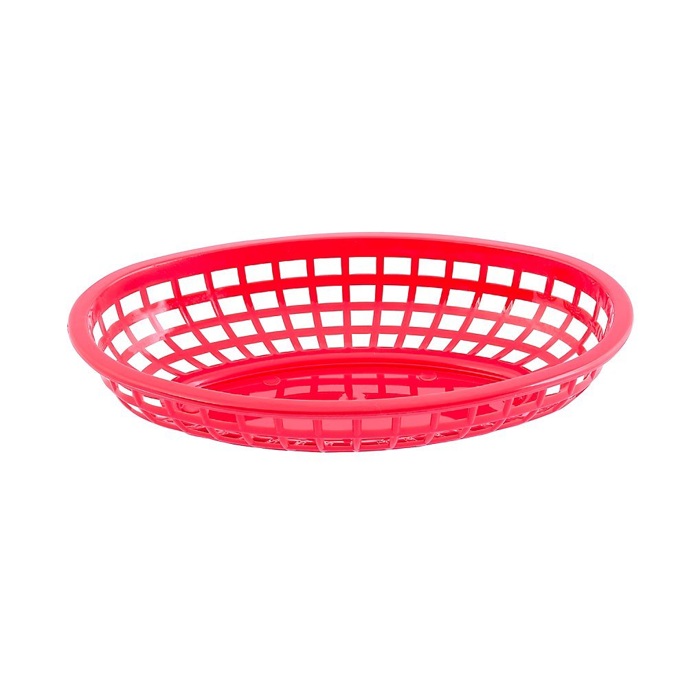TableCraft 1074R Red 9-3/8" x 6" Oval Basket - Dozen