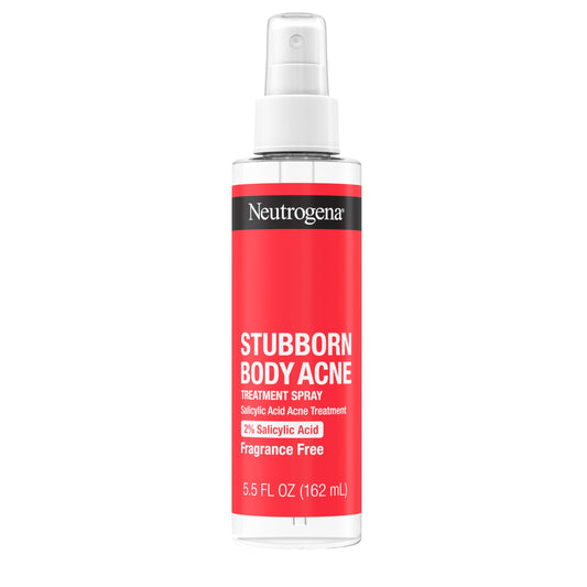 Neutrogena Stubborn Body Acne Spray 5.5 oz – 2% Salicylic Acid Fragrance-Free Spray to Clear & Prevent Chest & Back Breakouts