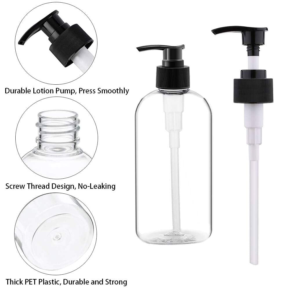 Empty Plastic Pump Bottles Dispenser 4 Pack 16oz/500ml Portable Clear BPA-Free Cylinder Shampoo Lotion Hand Pump Bottle Durable Refillable Containers Beauty and Personal Care Vioetry