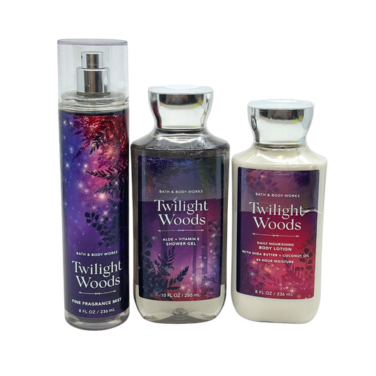 Bath and Body Works,TWILIGHT WOODS SET,shower gel,body lotion,fragrance mist.10 oz.!!