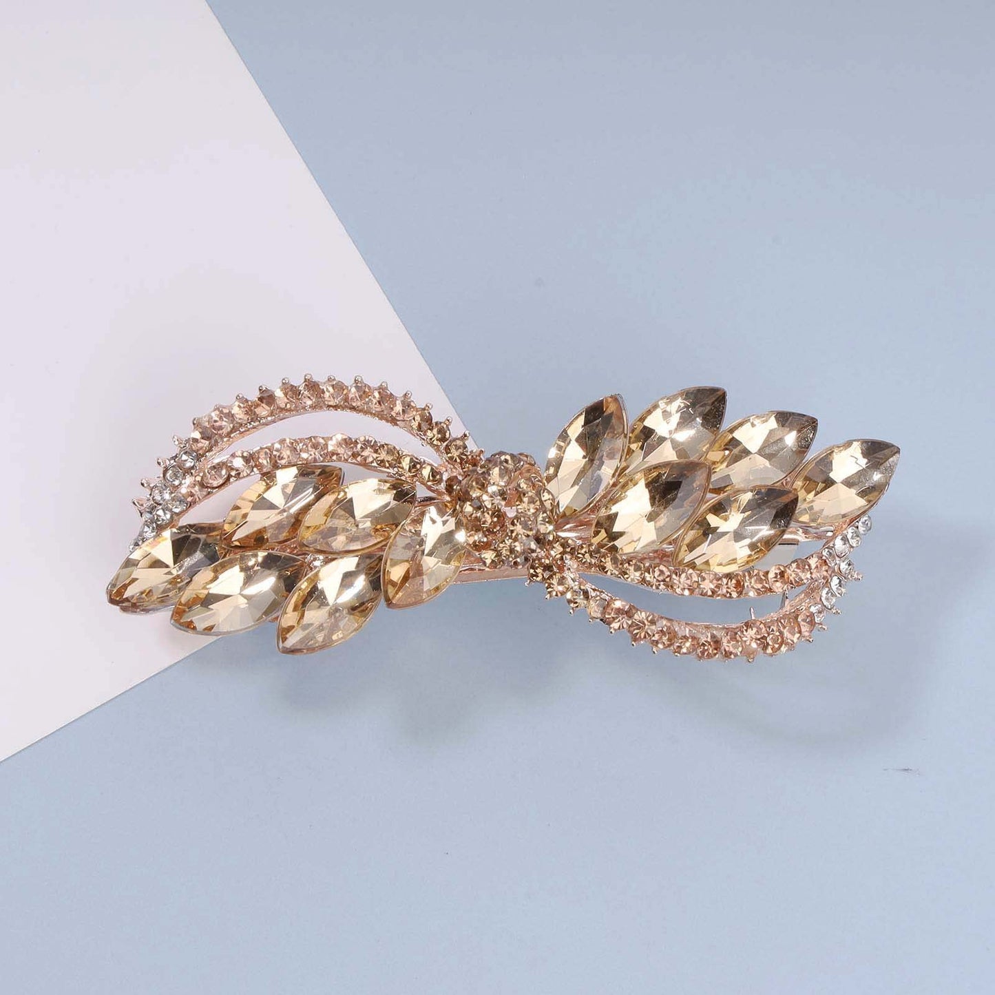 Yheakne Rhinestone Wedding Hair Clip Barrette Gold Crystal Hair Barrette Shine Bride Headpieces Decorative Headwear Crystal Hair Clip Comb Bridal Hair